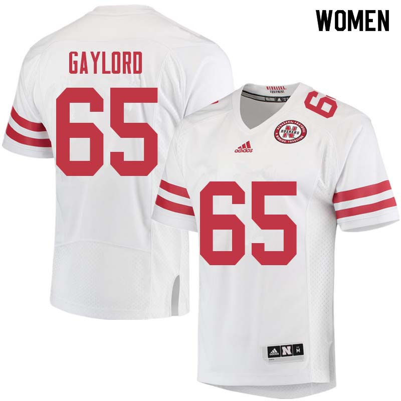 Women #65 Christian Gaylord Nebraska Cornhuskers College Football Jerseys Sale-White